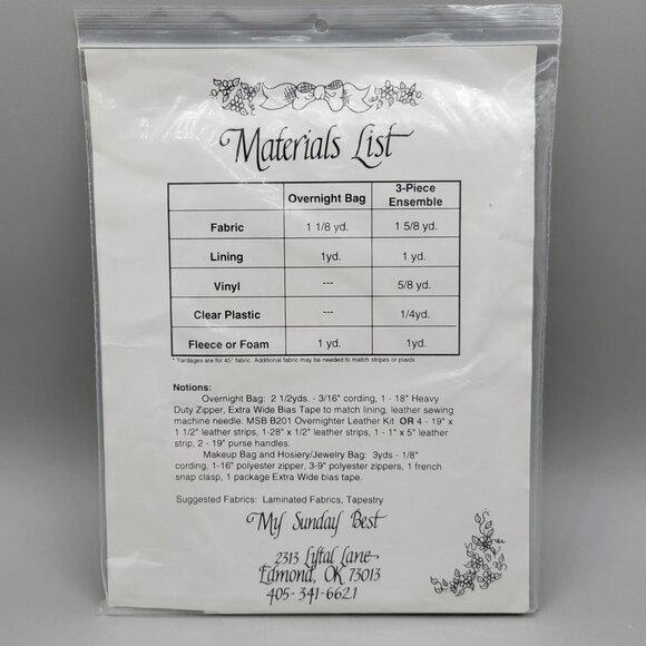 The Overnighter Travel Bag Sewing Pattern Tapestry and Laminated Fabric UNCUT - Picture 4 of 7